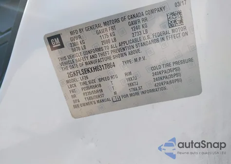 2017 GMC Terrain Sle-1 z USA, uszkodzony, nr VIN 2GKFLSEKXH6317864